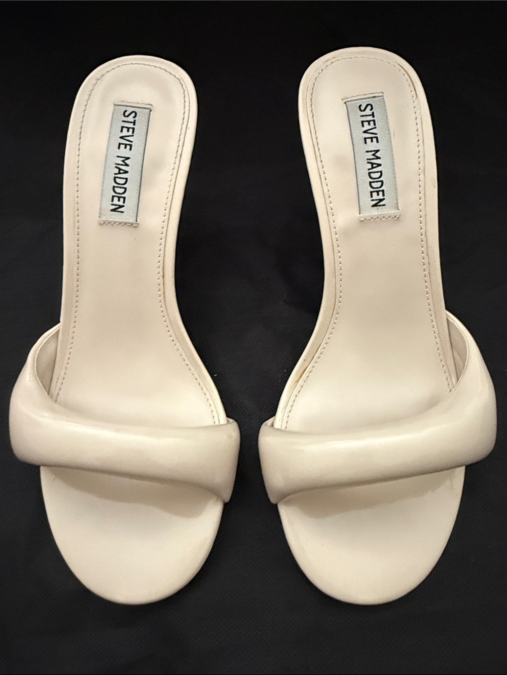 Steve Madden Cream Padded Strap Slide Heels